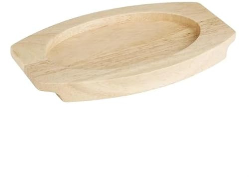 Olympia Hevea Board for Cast Iron Oval Eared Dish 210x120mm for FW819 | Protects surfaces from heat damage when serving hot cast iron dishes directly to tables; fits FW819 eared dishes.