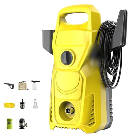 DOJOEUU High Pressure Washer, 1600W Electric Pressure Washer with 7M Outlet Pipe and Short Spray Gun, Portable Electric Jet Washer, 3-IN-1 Power Jet Nozzle for Cars Fences Patios Driveways