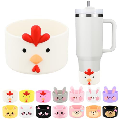 Cute Animal Silicone Boot for Stanley 40 oz, Bottle Bottom Protector Cover for Tumbler, Stanley Cup Boot 20 30 oz, Cup Accessories for Quencher IceFlow