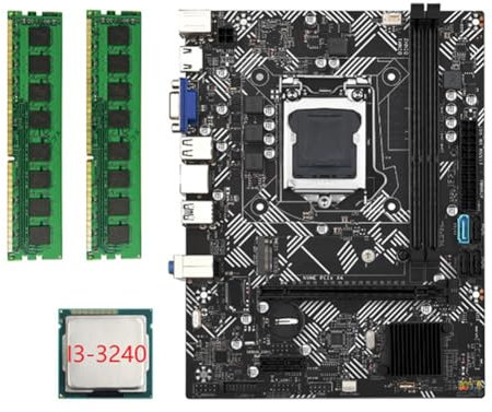 Giwnhvx Scheda madre di computer B75M + processore I3-3240 + 2X DDR3 1600 MHz 8G RAM LGA 1155 USB 3.0 3.0 Scheda madre di computer