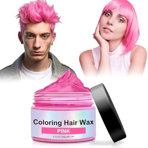 Haarwachs Temporäres Haarfarbe Wachs,Haarfarbe Auswaschbar Hair Wax Color Haartone für Männer Frauen, Haarfärbemittel Wachs für DIY, Party (Pink, 120g)
