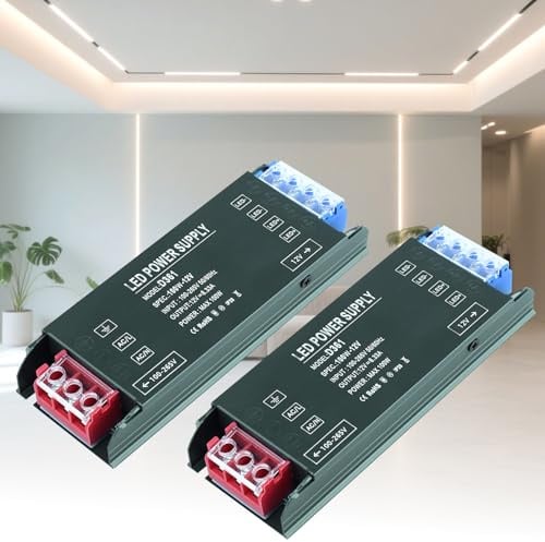 KSIBNW Netzteil 12V 8,33A 100W LED Trafo, Transformator 230V auf 12V Extra Dünn Treiber Netzteil Adapter Schaltnetzteil für LED Streifen, AC 230Volt auf DC 12Volt 8,33A 100W, 2 Stücke