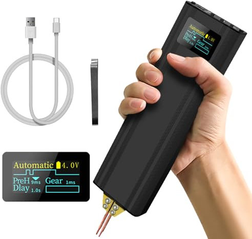 Portable Battery Spot Welder, Adjustable Upgraded Handheld 80 Gear Spot Welder for 18650/26650/32650 Battery, Auto & Manual Mode Mini Spot Welder for Welding 0.1-0.2mm Nickel Sheets Iron Steel Sheet