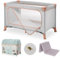 hauck Kinderreisebett Dream N Play Plus – XXL Zubehörpaket mit Matratze, Spielzelt & Insektenschutz, faltbar & klappbar, Tasche & großem Eingang – Dusty Cork