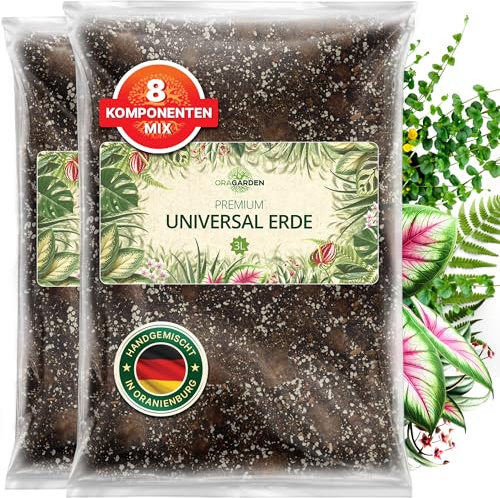 ORAGARDEN Universalerde für Zimmerpflanzen und Garten- 6L Universal Substrat für Pflanzen, Palmen, Blumen, Grünpflanzen - 8 Komponenten Kübelpflanzenerde