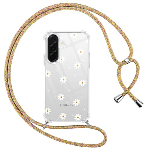 Yoedge Handyband Handyhülle für Samsung Galaxy A56 5G 6,7 Hülle mit Band, Durchsichtig Aesthetic Muster Blumen Case mit Kordel zum Umhängen,Weiche Silikon TPU + PC Stoßfest Cover für Samsung A56, 13