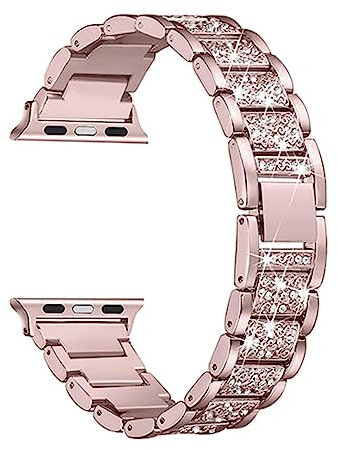 PGLVLZFGFN Mira la correa de acero inoxidable de la pulsera compatible for Apple Watch 3 42mm 38mm reloj de reloj compatible for iWatch 4 5 6 SE 7 Banda 44mm 40mm 41 45mm Correa de reloj(Rose gold,For