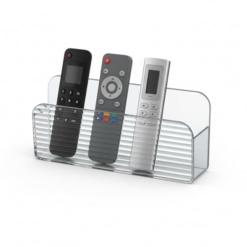 EujRcf Remote Control Holder Wall Mounted, Clear Acrylic Organizer for TV Controllers, Bedside Storage with Strong Adhesive, Multi-Purpose Small Item Storage for Living Room and Bedroom