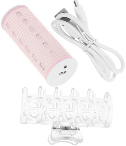 USB Lockenwickler für Pony 9x4x1cm Nylon Rosa zum Stylen | Trockenes und Nasses Haar, für Salon Auffrischung Zuhause, für Anfängerinnen