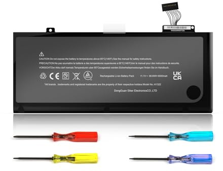 A1322 A1278 Laptop Battery Compatible with MacBook Pro 13-inch Series | Pro 13-inch Unibody Mid 2009 2010 2011 2012, 11.1V 66.6WH Replacement Battery for MB990 MB991 MC700 MC724 MD313 MD101