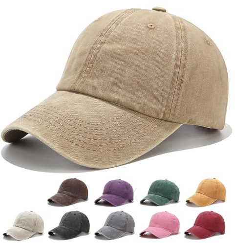 Fuantuda Unisex Baseballkappe, Retro Basecap Damen Herren, 100% Baumwolle, Verstellbar Schildmütze Vintage Basecap, Einfarbig, Geeignet für Outdoor, Sport, Reisen