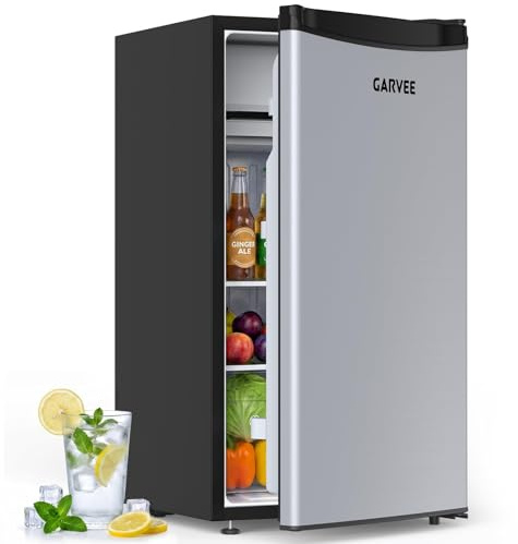 RBFGYIOP 90L Under Counter Fridge, Mini Fridge with 5-Level Adjustable Thermostat (0–18°c), Freestanding Fridge Freezer, Quiet 41dB, Energy-Saving, for Office, Dorm, Bedroom, Skincare and Car, Silver