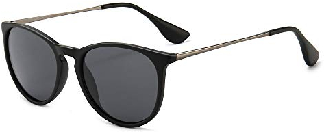 SUNGAIT Tondi Vintage Occhiali da Sole per Donna Uomo Classic Retro Designer Stile(Finitura Opaca Montatura Nera/Lenti Grigie Polarizzate) -SGT567 PGHKH