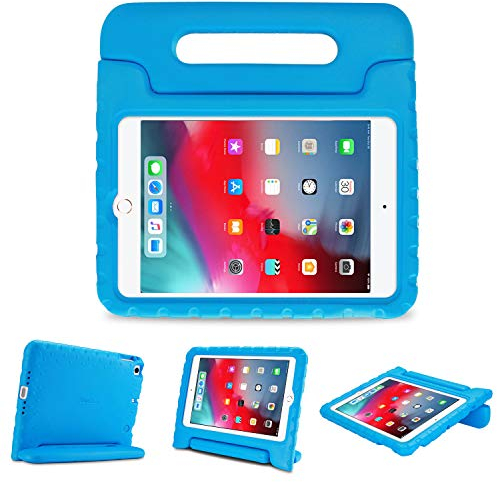 ProCase iPad Mini 5/ Mini 4 Kinderhülle Stoßfest Weich Silikon Hülle für Kinder, mit umwandelbarer Handgriff Handle, Leicht Schutzhülle Stand Case Cover für iPad Mini 5 2019/ Mini 4 2015 –Blau