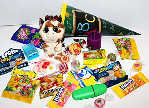 101670 Mini Schultüte Zoo 22cm mit Giraffe Anhänger gefüllt zum Schulanfang Studium Abschluss