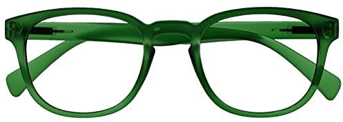 OPULIZE POP Reading Glasses for Women Men,Scratch Resistant Round Matt Frame with Spring Hinges, Green +1.00 (Pack of 1)