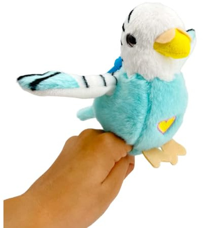 Happy Yappers Interaktiver Plüschvogel – Nachsprech-Modus, Musik & Chirping Sounds, Schlafmodus, Wiederaufladbar, Ideal für Kinder ab 18 Monaten, Inklusive USB-C-Ladekabel (Wellensittich)