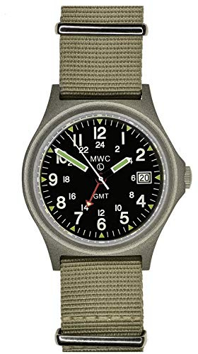 MWC GMT Militärische Quarzuhr Herren Datum 100 m Doppelarmband geboren