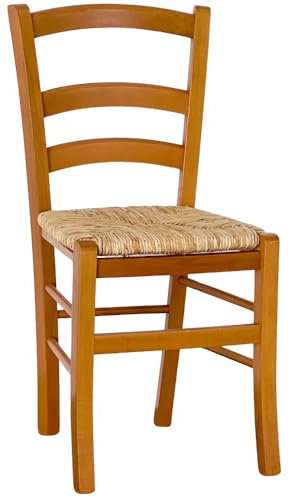 okaffarefatto zimbardi costanza Esszimmerstuhl Venedig Kirschbaum aus Holz mit Sitz aus Reisstroh