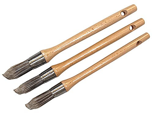Faithfull FAIPBPOINT3 Pointed Tip Sash Paint Brush Set of Three: 15, 18, 21mm Synthetic Bristle, Wooden Handles