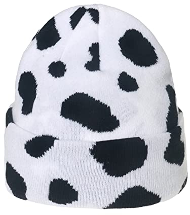 Studenten-Beanie-Mütze, Leopardenmuster, warm, Herbst, Winter, dick, dehnbar, für den Außenbereich, kuh, 7 1/2-7 3/4