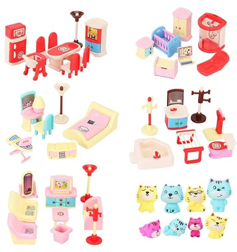 50 Pack Kids Little Dollhouse Furniture Toys House Big Dreams for Baby Children Girls Boys Age 3+