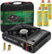 Portable Camping Stove with Cary Case | Premium Compliant Portable Gas Camping Stove with Automatic Ignition & Heat Control (Camp Stove with 4 Gas Canisters)