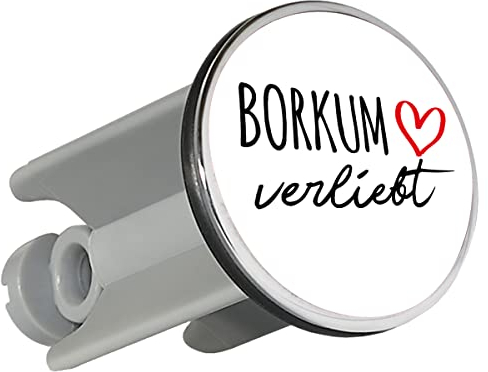 Huuraa Waschbeckenstöpsel Borkum verliebt Geschenk 4cm höhenverstellbar 6,5 bis 8,5cm Borkum Geschenkidee
