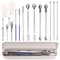 Glarks 17Pcs Capsule Filling Micro Lab Spoon Kits Sampling Spoon Mixing Spatula Laboratory Tiny Mixing Spatula Long Sampling Spoon for Powders Gel Cap Capsule Filler