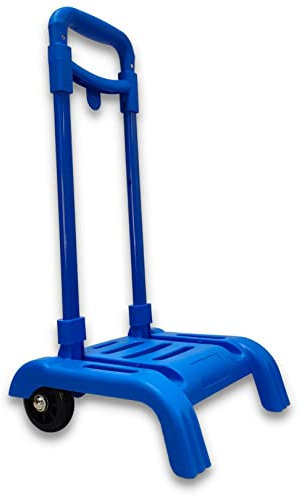 RAYLU PAPER - Carrello porta zaini scuola pieghevole, leggero e resistente con ruote in gomma e maniglia estraibile, carrello per zaini scolastici dimensioni 86 x 27 x 26 cm (blu chiaro)