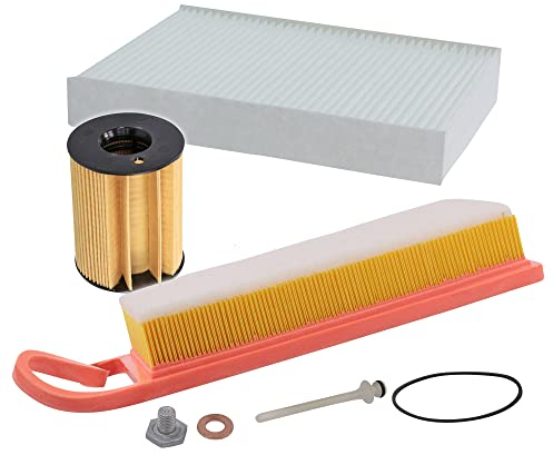 ATEC Germany Inspektionspaket Filterset mit 1x Ölfilter; 1x Luftfilter; 1x Innenraumfilter; 1x Ölablassschraube inkl. Dichtring, KOMPATIBEL MIT - FORD FIESTA 5 Mk5 (JH_, JD_), FUSION (JU_)