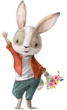 adrium Acryl-Bild 30 x 40 cm: süßer kleiner Cartoon-Hase mit Blumenkranz(146188098)