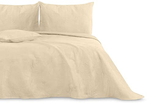 AmeliaHome Tagesdecke 240x260 cm gestrickt Velvet Samt Palsha Beige
