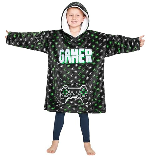 CityComfort Kuscheldecke Kinder Übergroße Hoodie Decke mit Ärmeln Fleece Kapuzenpullover Jungen und Madchen Hausanzug mit Kängurutasche