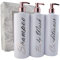 3 x Mrs Hinch PET Empty Refillable Bottles Shampoo Body Wash Shampoo 500ml With Chrome Lotion Tops For Soap Gel Liquid Luxury Bathroom Personalised Dispenser Pump Bottles Set (White/Rose Gold)