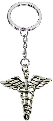Porte-Clés Original, Bijoux de Sac, Caducée, Idée Cadeau Infirmière, Médecin, Docteur, Soignants, Porte Clef pour Homme ou Femme, Personnalisable, avec ou sans Prénom (Sans Prénom)