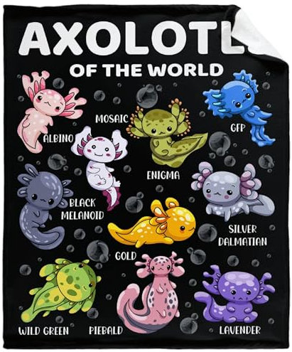 Axolotls of The World Decke, Geschenke für Frauen, Erwachsene, Pucktuch, Freund, superweich, warm, flauschig, gemütlich, leicht, Überwurf, Decken für Zuhause, Bett, Couch, Sofa, 101,6 x 127 cm, für
