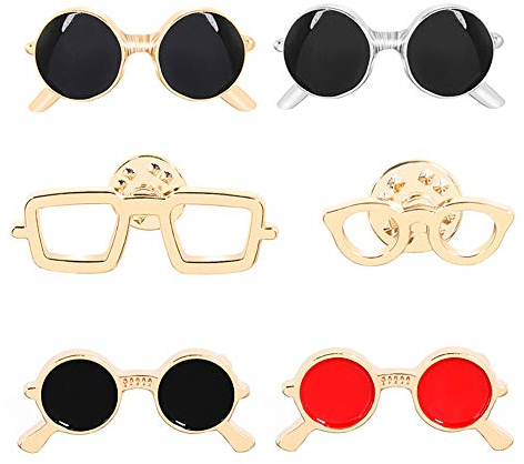 GamTelightpe Lot de 6 Broches Lunettes Broche de dessin animé Badge épinglette à vêtements cadeaux pour Noël