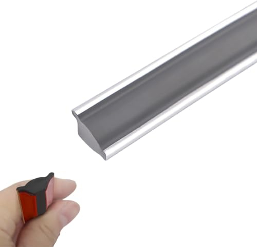 Flexible Wall Corner Molding Trim, 5M/16.4FT Long Self Adhesive Caulk Strip Peel and Stick Trim for Cabinet Edge, Tile Edge, Ceilings, Countertops (M/18mm*10.5mm, Gray+Silver Edge)
