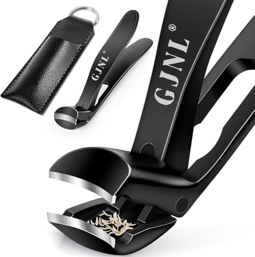 Coupe Ongle Pied, GJNL Coupe Ongles dur et epais à tête inclinée pour personnes âgées, professionnel Pinces à Ongles allemand avec large ouverture de mâchoire Nail Clipper (Noir)