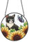 PLIGREAT Katze Sonnenblume gebeizt Sonnenfänger Fenster Wandkunst hängendes Ornament gemalt Bunte Schmetterlinge Acrylglas Tafel Handwerk für Gartenhaus Innen- und Außenhängedekorationen