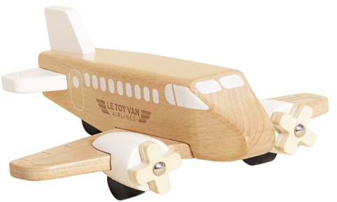 Le Toy Van Holzspielzeug Flugzeug | Zeitloses Kinderspielspielzeug mit drehenden Propellern - Geeignet ab 3 Jahren, Naturholz, Weiß