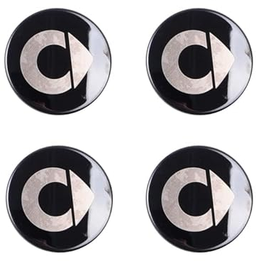 SANNIS 4 Stück Radnabenkappen für Smart Fortwo Forfour 450 451 453 58mm, Felgendeckel Felgenkappen Nabenkappen Nabendeckel Radnabenabdeckung Radnabendeckel Reifen Felgen Aufkleber,A
