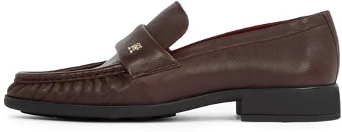 Tommy Hilfiger Mocasín Mujer Soft Nappa Pleated Toe con tacón bajo, Rojo (Burgundy Velvet), 41
