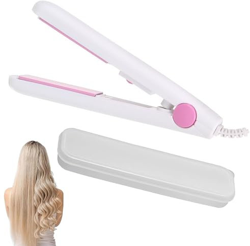 2 en 1 Plancha de Pelo,Mini Plancha de Pelo,Plancha de Pelo Profesional,Placas Cerámicas,Plancha de Pelo Portátil para Cabello Rizado,Cabello Liso,Calentamiento Rápido (Blanco)