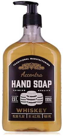 Accentra Handseife in Flasche in Whiskeyflaschen-Optik, 460ml Handseife im Pumpspender, Flüssigseife, Whiskey-Duft - nachfüllbar