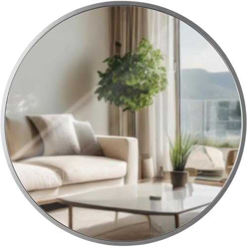 CLP Wandspiegel Elsie I Runder Spiegel in unterschiedlichen Größen I Rahmentiefe 3 cm, ideal für Wohnzimmer, Schlafzimmer oder Bad, Farbe:Silber, Größe:M