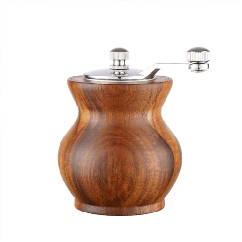 Felenny Manual Wooden Pepper Grinder Hand Crank Salt Mill with Adjustable Coarseness Manual Peppercorn Spices Mill with Long Crank for Home Restaurant Kitchen