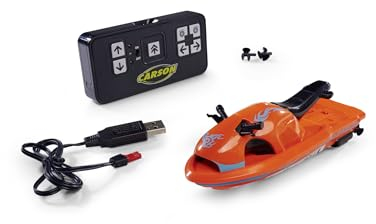 Carson 500108056 Nano Racer Jetski 2,4 GHz - Bateau télécommandé, Bateau RC, Bateau télécommandé pour Enfants et Adultes, radiocommande Incluse, Orange