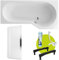 ECOLAM Badewanne Duschbadewanne Be Spot 160x80 cm rechts + Glasabtrennung | Set Acrylwanne + Glas Badewannenabtrennung Top QUALITÄT | Ablaufgarnitur Füße Komplett-Set Design